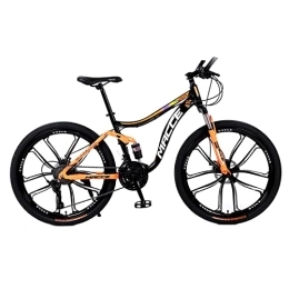 SHANRENSAN Vélo de montagnes VTT 26 pouces VTT 21 / 24 / 27 vitesses VTT double amortisseur vélo arrière souple double frein à disque (orange, 10 rayons, 24 vitesses)