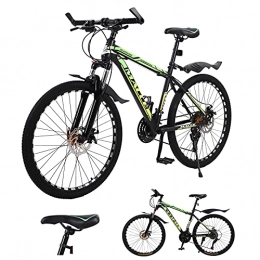 Hyhome Vélo de montagnes VTT adulte - Roues à rayons de 26 pouces - Vélo de montagne à 27 vitesses - Double frein à disque - Suspension - Vélo de montagne - Cadre en acier léger et robuste (vert)