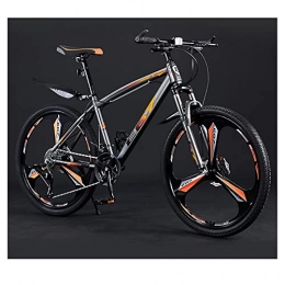 SHANRENSAN Vélo de montagnes VTT de 24 pouces et 26 pouces - Double frein à disque - Pour homme et femme - Vitesse variable - Tri roues orange de 26 pouces