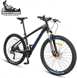 baozge Vélo de montagnes VTT semi-rigide 27 5 pouces 27 vitesses vélo de montagne avec suspension avant double frein à disque hydraulique pour hommes femmes adultes vélo de montagne alpin cadre en fibre de carbone bleu-Bleu