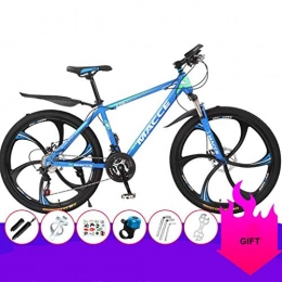 GXQZCL-1 Vélo de montagnes VTT, vlo tout terrain, Mountain Bike, Cadre en acier au carbone Hardtail montagne Vlos, double frein disque et suspension avant, 26 pouces Roues MTB Bike ( Color : Blue+Green , Size : 21 Speed )