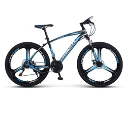 TAURU Vélo de montagnes VTT à roue épaisse de 61 cm, vélo à 24 vitesses, vélo de trail pour adulte, pneu épais, cadre en acier à haute teneur en carbone, double suspension complète et double frein à disque (noir bleu)