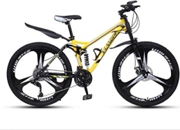 HCMNME vélo Vélo de Montagne, 24 Pouces Downhill Tail Soft VTT Vélo Variable Vitesse Vélo Hommes et Femmes Vélo de Montagne à Trois Roues Cadre en Alliage avec Freins à Disque (Color : Yellow, Size : 24 Speed)