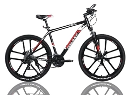 LEONX Vélo de montagnes Vélo de montagne galaxie 27, 8 cm en alliage d'aluminium pour homme 24 vitesses double frein à disque avec fourche et câble caché design pour vélo adulte (noir / rouge)