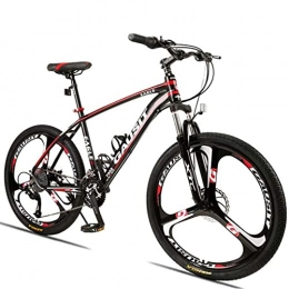 LLKK Vélo de montagnes Vélo de montagne pour adulte et adulte - 66 cm - 27 / 30 vitesses - Cadre en alliage d'aluminium léger - Frein à disque à suspension avant - Noir / rouge - Pour femme et homme