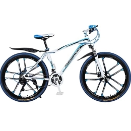 PBTRM Vélo de montagnes Vélo Montagne 26 Pouces 27 Vitesses Bikes VTT pour Hommes Et Femmes, Vélo avec Double Frein Disque Et Cadre en Alliage D'aluminium, Fourche Suspension, Bleu