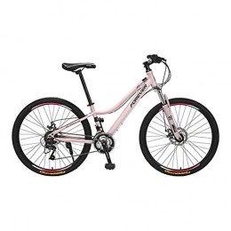 Yuxiaoo Vélo de montagnes Vélo, VTT 24 vitesses, vélo à double amortisseur, avec cadre en acier à haute teneur en carbone et roues de 26 pouces, pour femmes et adolescentes, facile à installer, antidérapant / rose / 168x
