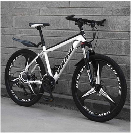 PUOK vélo Vélo VTT pour Homme 66 cm Semi-Rigide en Acier à Haute Teneur en Carbone Siège Réglable 21 Vitesses 3 Rayons - Blanc