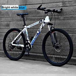 WYN vélo WYN Aluminum Alloy Mountain BikeSpeed Off-Road Double Disc Brakes Adult Models Bicycle Student, White Blue, 26 inch 21 Speed