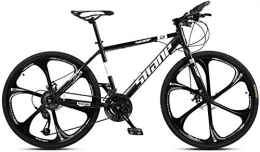 ZYLE vélo ZYLE 24 Pouces Mountain Bikes, Double Disque de Frein VTT Hardtail, Hommes Femmes Haute teneur en Carbone en Acier Tout Terrain Alpin Vélos (Color : 21 Speed, Size : Black 6 Spoke)