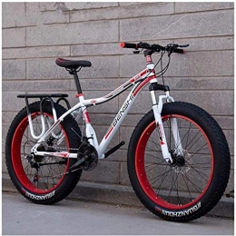 IMBM vélo Adulte Fat Tire Mountain Bikes, Double Disque de Frein VTT Semi-Rigide, Suspension Avant vélo, Femmes Tout Terrain VTT (Color : White a, Size : 26 inch 24 Speed)