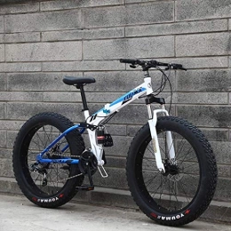 Aoyo Vélos de montagne Fat Tires Adulte Mountain Bikes, tout-terrain Vélo de route 20inch Fat Tire Hardtail hommes VTT, suspension double cadre et fourche à suspension (Color : Blue)