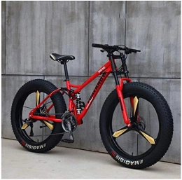 Aoyo vélo Adulte Plage Vélo, VTT, Vélo VTT, double suspension, double disque de frein, Fat Tire, Outroad vélo tout-terrain, (Color : Red)
