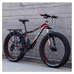 WJSW vélo Adultes Fat Tire Mountain Bikes, Dual Disc Brake Hardtail Mountain Bike, Front Suspension Bicycle, WomAll Terrain Mountain Bike, Red B, 24 inch 27 Speed