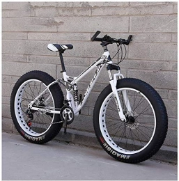 AYHa Vélos de montagne Fat Tires AYHa Adult Mountain Bikes, Fat Tire double frein à disque Hardtail VTT, Big Wheels vélo en acier haut carbone, nouveau Blanc, 24 pouces 21 Vitesse