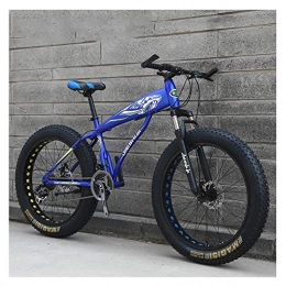 BCX Vélos de montagne Fat Tires BCX Vélos de montagne adultes, garçons filles Fat Tire Mountain Trail Bike, Dual Disc Brake Hardtail Mountain Bike, cadre en acier à haute teneur en carbone, vélo, bleu E, 26 pouces 21 vitesses, Blue