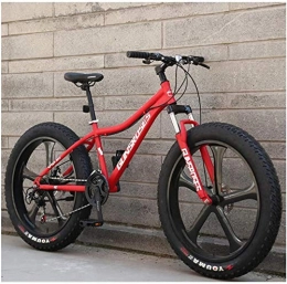 Ding vélo Ding 26 Pouces Mountain Bikes, Haute teneur en Carbone en Acier Hardtail Mountain Bike, Fat Tire Tout Terrain VTT, vélos Anti-Slip Hommes Femmes (Color : Red, Size : 24 Speed 5 Spoke)