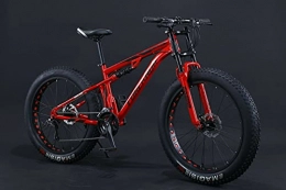  vélo Fat Bike 24" 26" VTT à suspension complète avec grands pneus (rouge, 26 pouces, 24 vitesses)