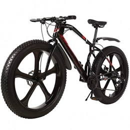 LYRWISHJD Vélos de montagne Fat Tires Fat Bike neige vélo 26 pouces 21 Vitesse Fat Tire VTT Vélo Cruiser Plage Balade à vélo Vélos d'exercice Siège réglable cadre haut en acier au carbone VTT ( Color : Black , 速度 Speed : 27 Speed )