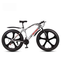 WJSW vélo Fat Tire Adult Mountain Bike, Lightweight High-Carbon Steel Frame Vélos, Beach Snowmobile Mens Bicycle, Double Disc Brake 26 inch Wheels