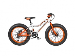 FREJUS Fat Bike 20 – Vélo de Fat Bike Junior pour Enfant, 6 Vitesses, Cadre Acier, Blanc/Orange