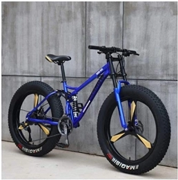 GJZM vélo GJZM Mountain Bikes 21 Speed, 26 inch Tires Hardtail Mountain Bike Dual Suspension Frame - Black Spoke-Blue 3 Spoke_24 Speed