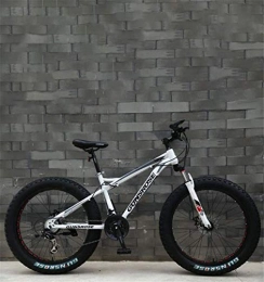 GMZTT vélo GMZTT Vlo Unisexe Fat Tire Adult Mountain Bicycle, Double Frein Disque / Haut-Carbone Cadre en Acier Vlos Cruiser, Plage de motoneige vlo, 26 Pouces Roues (Color : White, Size : 21 Speed)