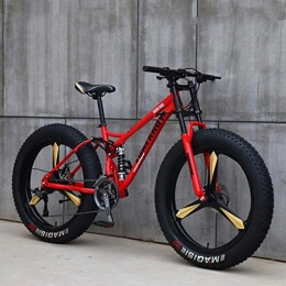 IMBM vélo IMBM Vélos de Montagne, 26 Pouces Fat Tire Hardtail VTT, Suspension Double Cadre et Fourche à Suspension Tout Terrain VTT (Color : 24 Speed, Size : Red 3 Spoke)