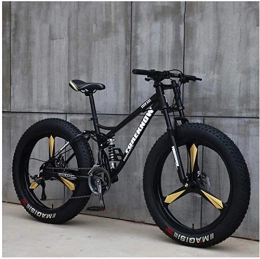IMBM vélo IMBM Vélos de Montagne, 26 Pouces Fat Tire Hardtail VTT, Suspension Double Cadre et Fourche à Suspension Tout Terrain VTT (Color : 7 Speed, Size : Black 3 Spoke)