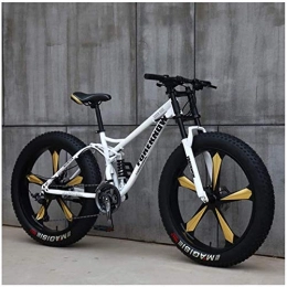 IMBM vélo IMBM Vélos de Montagne, 26 Pouces Fat Tire Hardtail VTT, Suspension Double Cadre et Fourche à Suspension Tout Terrain VTT (Color : 7 Speed, Size : White 5 Spoke)