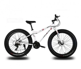 LUO Vélos de montagne Fat Tires LUO Vélo, VTT pour adultes, double frein à disque Fat Tire Mountain Trail Bicycle, VTT semi-rigide, cadre en acier à haute teneur en carbone, roues de 26 pouces, blanc, 27 vitesses, blanc, 21 vitesses