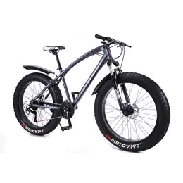 MYTNN vélo MYTNN Fatbike 26" 21 vitesses Shimano Fat Tyre 2020 VTT 47 cm RH Snow Bike Fat Bike (cadre gris mat / jantes noires)