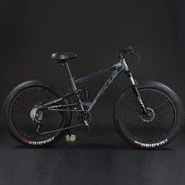 360Home Vélos de montagne Fat Tires Qian Fat Bike 26 pouces Vélo VTT plein ressort avec grand pneu Fully Gris