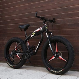 QXX Vélos de montagne Fat Tires QXX 26 Pouces Hardtail Mountain Bike, Adulte Fat Tire Vélo de Montagne, Freins à Disque mécanique, Suspension Avant Bikes Hommes Femmes (Color : Black 3 Spokes, Size : 24 Speed)