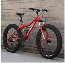 QXX vélo QXX 26 Pouces Mountain Bikes, Haute teneur en Carbone en Acier Hardtail Mountain Bike, Fat Tire Tout Terrain VTT, vélos Anti-Slip Hommes Femmes (Color : Red, Size : 21 Speed)