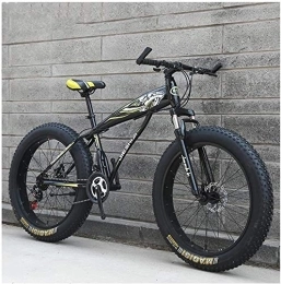 QXX vélo QXX Adulte Mountain Bikes, Garçons Filles Fat Tire Mountain Trail Bike, Double Frein à Disque VTT Semi-Rigide, Cadre en Acier Haute teneur en Carbone, Vélo (Color : Yellow B, Size : 24 inch 21 Speed)