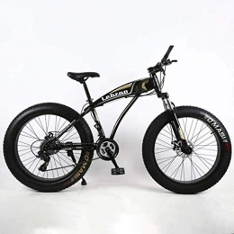 QZ vélo QZ Fat Tire Adulte VTT, Cadre en Acier Haut Carbone Cruiser Bikes, Plage Motoneige Hommes Vlo, Double Frein Disque 24 Pouces Roues (Color : Black, Size : 24 Speed)