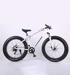QZ vélo QZ Fat Tire Adulte VTT, Cadre en Acier Haut Carbone Cruiser Bikes, Plage Motoneige Vlo, Double Frein Disque 26 Pouces Roues (Color : White, Size : 7 Speed)