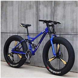 QZ vélo QZ Mountain Bikes, 4.0 Fat Tire Hardtail Mountain Bike, Suspension Double Cadre et Fourche Suspension Tout Terrain VTT (Color : Blue, Size : 27 Speed)