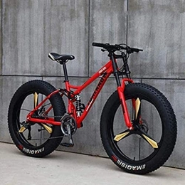 QZ Vélos de montagne Fat Tires QZ Mountain Bikes, 4.0 Fat Tire Hardtail Mountain Bike, Suspension Double Cadre et Fourche Suspension Tout Terrain VTT (Color : Red, Size : 24 Speed)