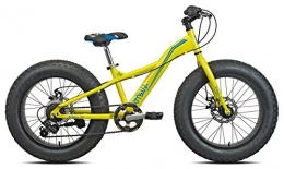 TORPADO Vélos de montagne Fat Tires Torpado Pit Bull Vélo fatbike pour enfant, cadre en acier, 6 vitesses, jaune, 20’’