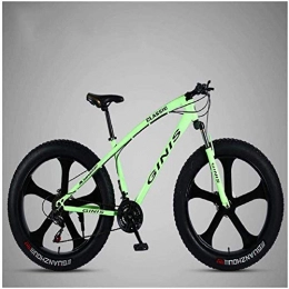 Giow vélo Vlo de montagne de 26 pouces, cadre en acier haute teneur en carbone Fat Tire Mountain Trail Bike, vlo de montagne semi-rigide pour hommes avec frein disque double, vert, 27 vitesses 5 rayons