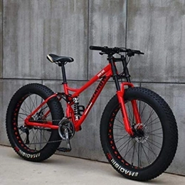 YANQ Vélos de montagne Fat Tires VTT, 24 pouces de Fat support vélo, cadre en acier à haute teneur en carbone de vélos entièrement, Rouge, 27 vitesses, rouge, 27 vitesses