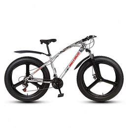 FLYFO Vélos de montagne Fat Tires VTT Amortisseur avec vitesse variable : vélo d'étudiant pour hommes et femmes, 21 / 24 / 27 vitesse paire de vélo de montagne, VTT, Argent (Silver), 21 speed