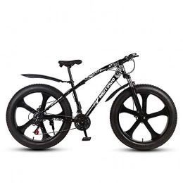 FLYFO Vélos de montagne Fat Tires VTT Amortisseur avec vitesse variable : vélo d'étudiant pour hommes et femmes, 21 / 24 / 27 vitesse paire de vélo de montagne, VTT, noir, 24 speed