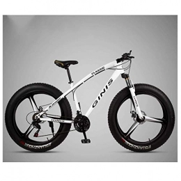 AUTOKS vélo Vélo de montagne de 26 pouces, cadre en acier à haute teneur en carbone Fat Tire Mountain Trail Bike, vélo de montagne semi-rigide pour hommes avec frein à disque double, blanc, 30 vitesses à 3 rayo
