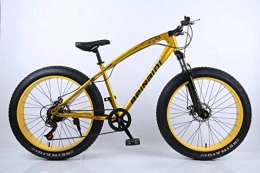  Vélos de montagne Fat Tires Vélo Fat Bike 26" 21 vitesses Shimano Bike Montagne Neige Plage Haut Acier au Carbone Très léger (jaune)