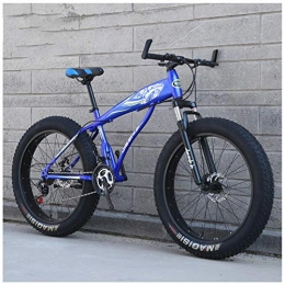 ACDRX Vélos de montagne Fat Tires Vélos de montagne pour hommes de 26 pouces, vélo de montagne semi-rigide en acier à haute teneur en carbone, vélo de montagne avec siège réglable à suspension avant, 21 vitesses, Blue shark color