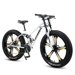FAXIOAWA Vélos de montagne Fat Tires Vélos de montagne à roues épaisses de 26 x 4, 0 pouces, vélo de montagne pour gros pneus pour adultes, vélo à 7 / 21 / 24 / 27 / 30 vitesses, cadre en acier à haute teneur en carbone, vélo à double suspensio