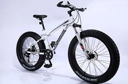 WYN vélo WYN 24 and 26 inch Fat Tire Bike Carbon Steel Frame Beach Cruiser Snow Fat Bikes Adult Sports, White, 26 inch 21 Speed